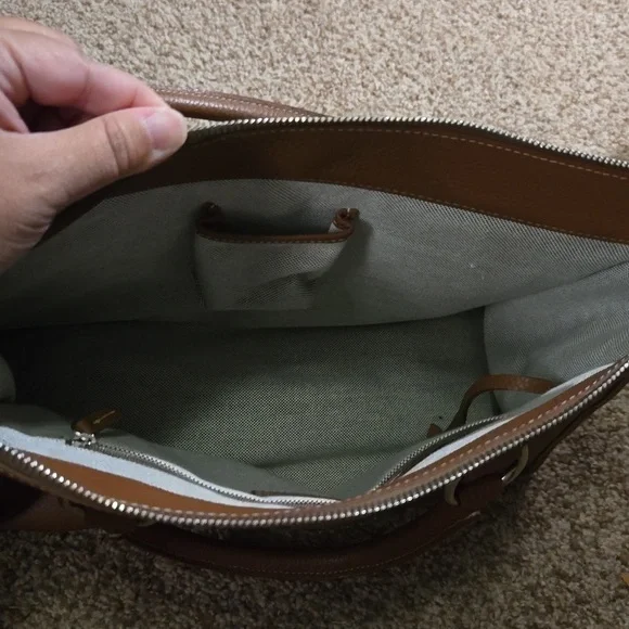 Dooney & Bourke Double Pocket Tote, Brown Leather - Picture 5 of 8